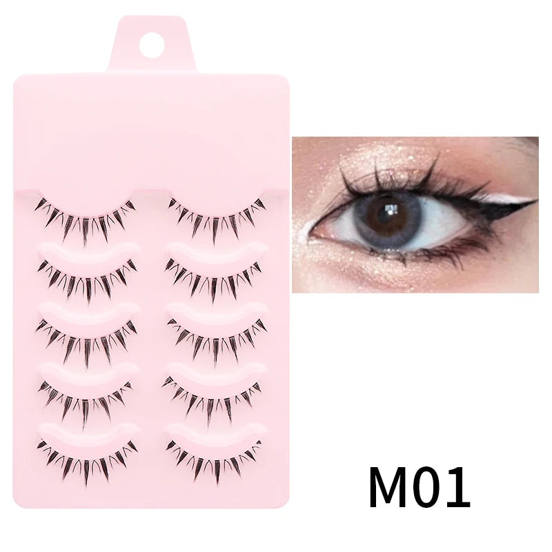 Manga Style Soft Natural False Eyelashes Wispy Thick Daily Wear Makeup Lashes
