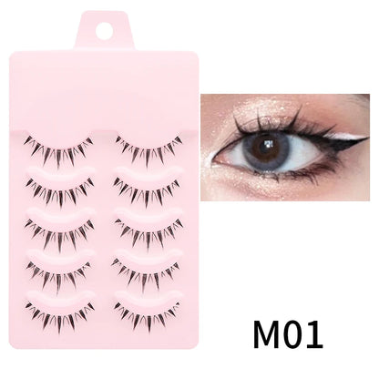 Manga Style Soft Natural False Eyelashes Wispy Thick Daily Wear Makeup Lashes