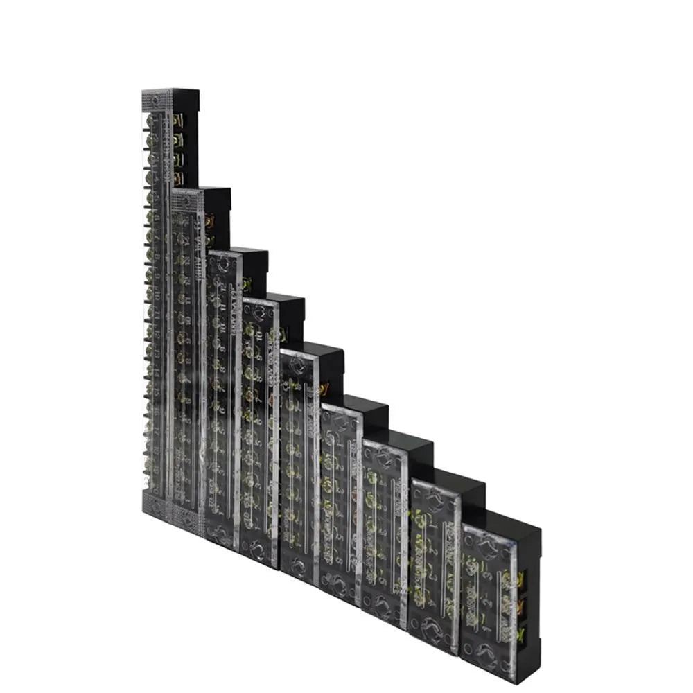 Dual Row Barrier Screw Terminal Block Strip — 600V 15A Wire Connector, 3-20 Position Options