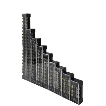 Dual Row Barrier Screw Terminal Block Strip — 600V 15A Wire Connector, 3-20 Position Options