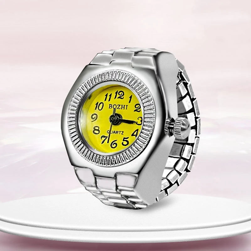 Creative Ring Watch - Alloy Finger Ring with Circular Dial for Men & Women