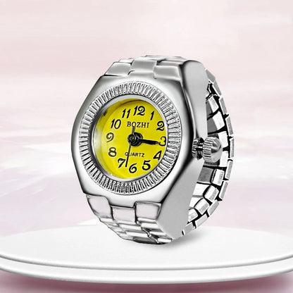Creative Ring Watch - Alloy Finger Ring with Circular Dial for Men & Women