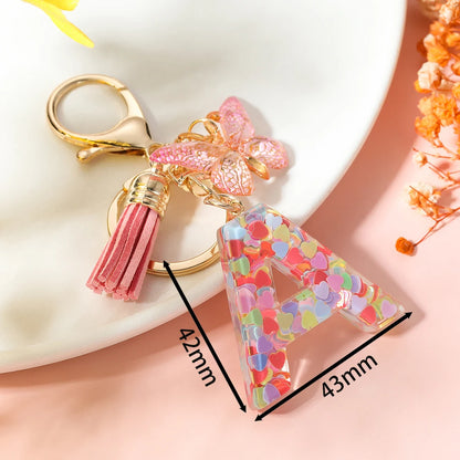 A-Z Letter Pendant Keychain - Tassel Key Ring Charm for Women & DIY Jewelry Making