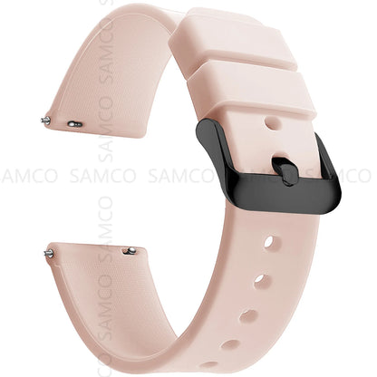Silicone Quick Release Watch Bands 14–24mm for Samsung Galaxy, Garmin & Huawei - Soft Rubber Replacement Watch Straps