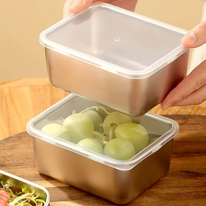 6-Piece Stainless Steel Food Storage Containers Set - Leakproof Stackable Reusable Lunch Boxes for Camping, Picnic & School