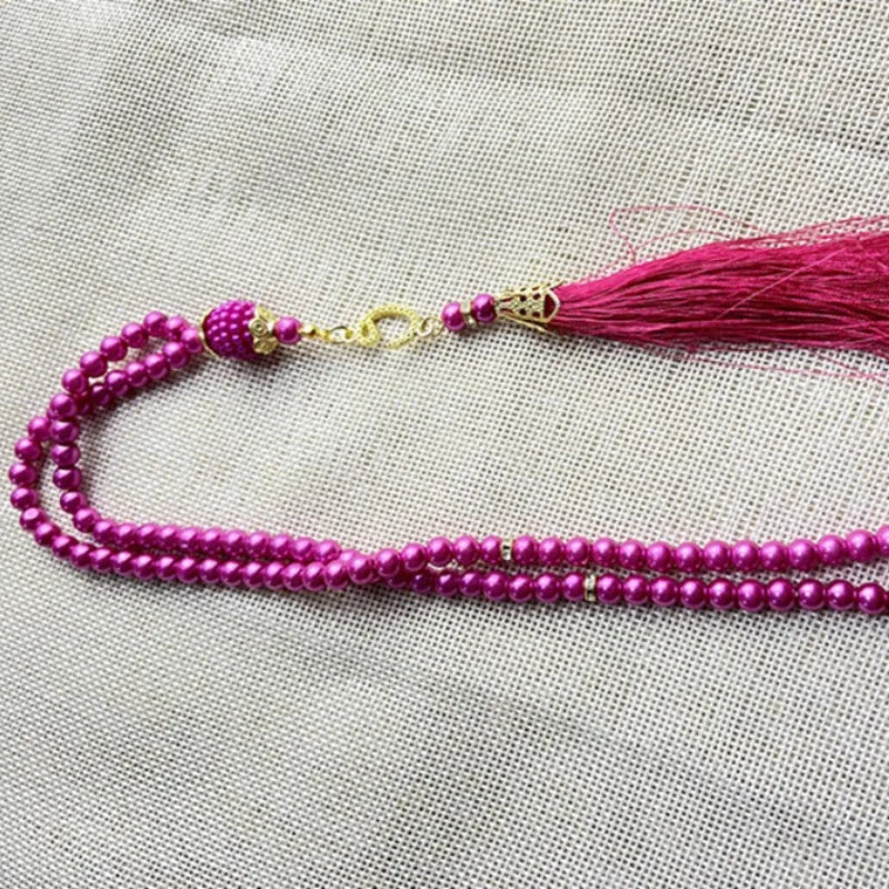 6mm 99pcs Glass Pearl Rosary Beads Bracelet – Turkish Style Islamic Muslim Prayer Tassel Jewelry for Women Gift Accessories