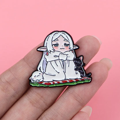 Frieren Anime Girl Enamel Pin - Manga Lapel Badge for Backpacks, Hats & Cosplay Accessories