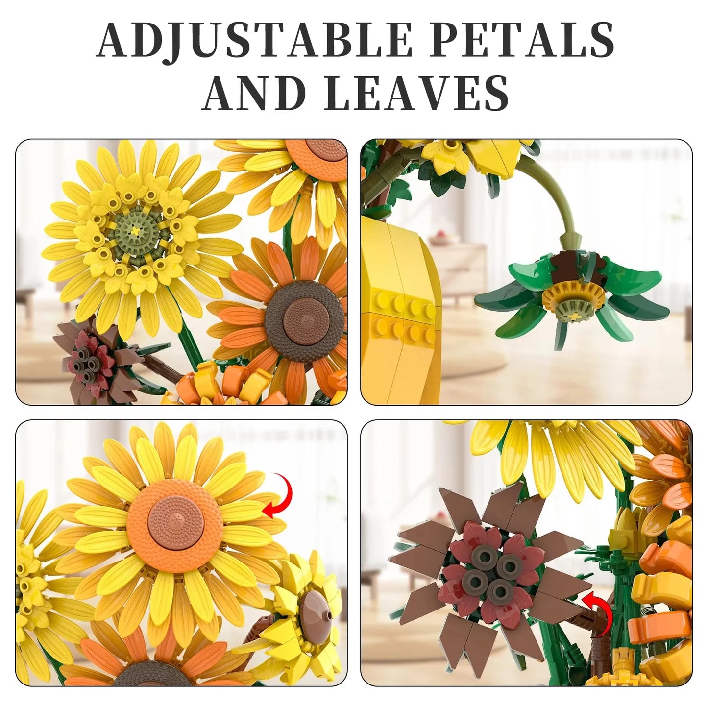 1009PCS Sunflower Building Blocks Set – Flower Bouquet Vase Model for Home Decor & Kids Educational Holiday Gifts