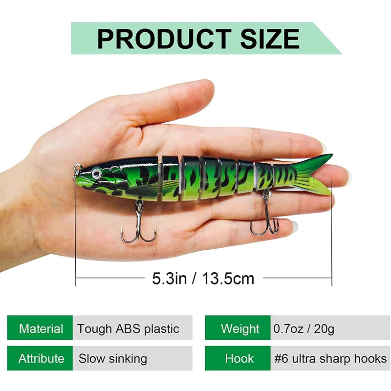 Multi Jointed Swimbait Fishing Lures - Slow Sinking Bionic Artificial Bait for Freshwater and Saltwater Bass Trout Fishing