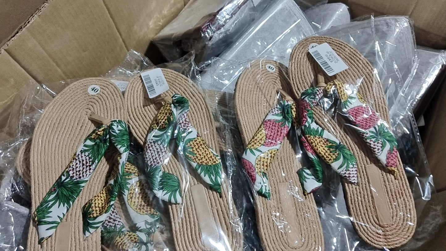 Ladies Summer Weave Beach Flip-Flops – Non-Slip Soft Flat Outdoor Slippers for Women