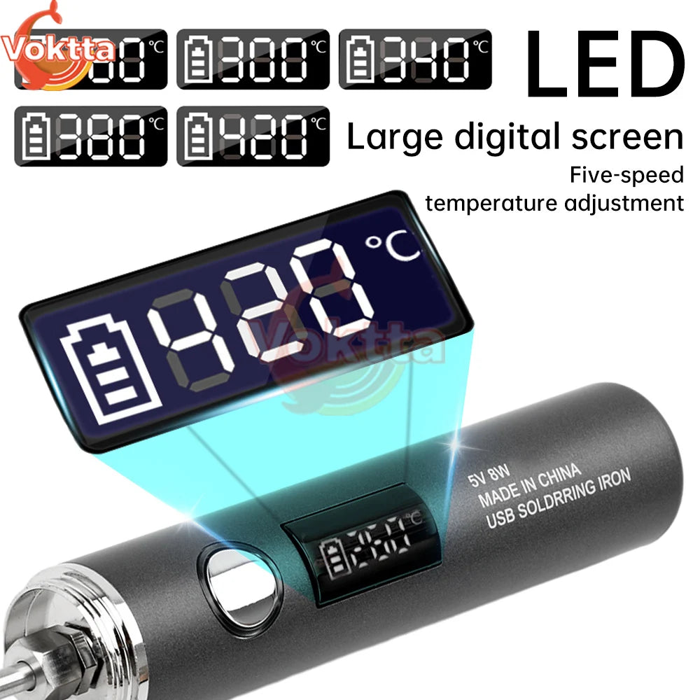 USB Rechargeable Soldering Iron Kit – Adjustable Temperature 260–420℃ Electric Welding Tool with 850mAh/1400mAh Battery Portable Soldering Pen