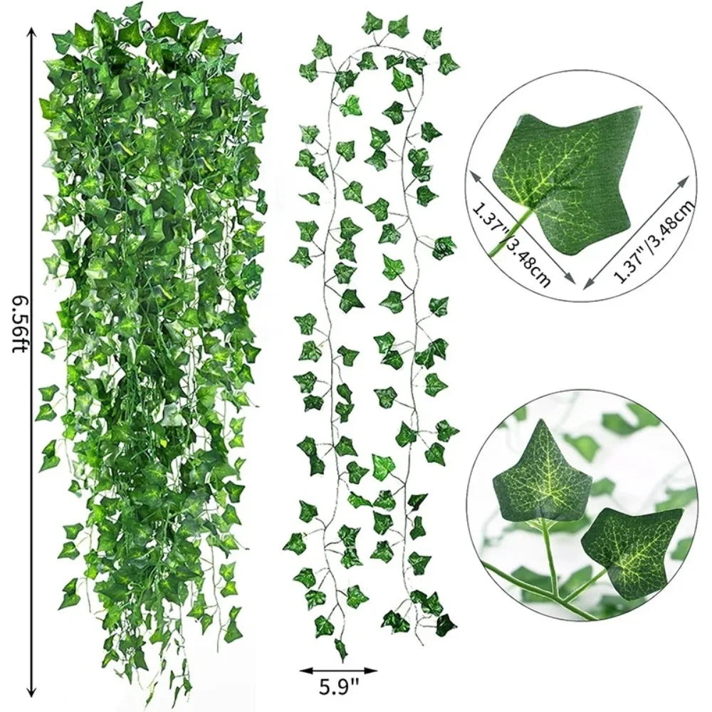 Artificial Ivy Garland - Silk Green Leaf Creeper Vine for Home Decor, Weddings & Hanging Decorations