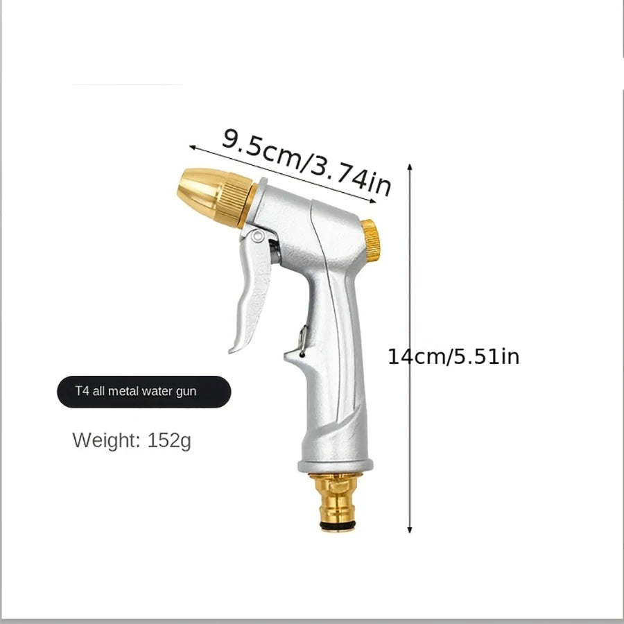 High-Pressure Water Spray Gun - Metal Brass Nozzle for Garden Hose, Lawn, Car Wash & Outdoor Cleaning XY002