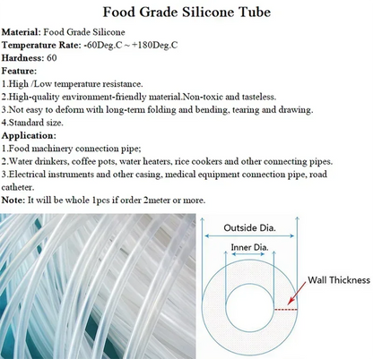 Clear Food Grade Silicone Tube Hose - 1/5M Flexible Transparent Rubber Tubing with 0.5-12mm Inner Diameter for Liquid Transfer & DIY Use
