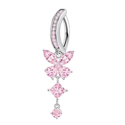 Stainless Steel Crystal Belly Button Ring - Fashion Drip Clicker Navel Piercing Jewelry for Women