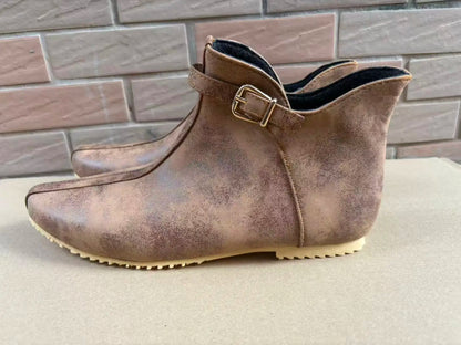 Men’s Renaissance Viking Leather Boots - Vintage Brown Buckle Knight Pirate Cosplay Shoes