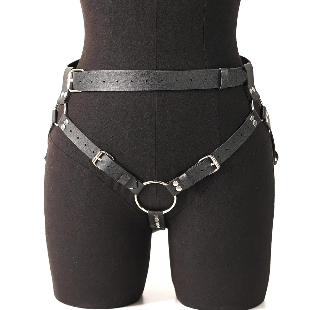 Punk Gothic PU Leather Waist & Thigh Harness - Adjustable Men's Body Strap Accessory for Festivals, Carnivals & Streetwear