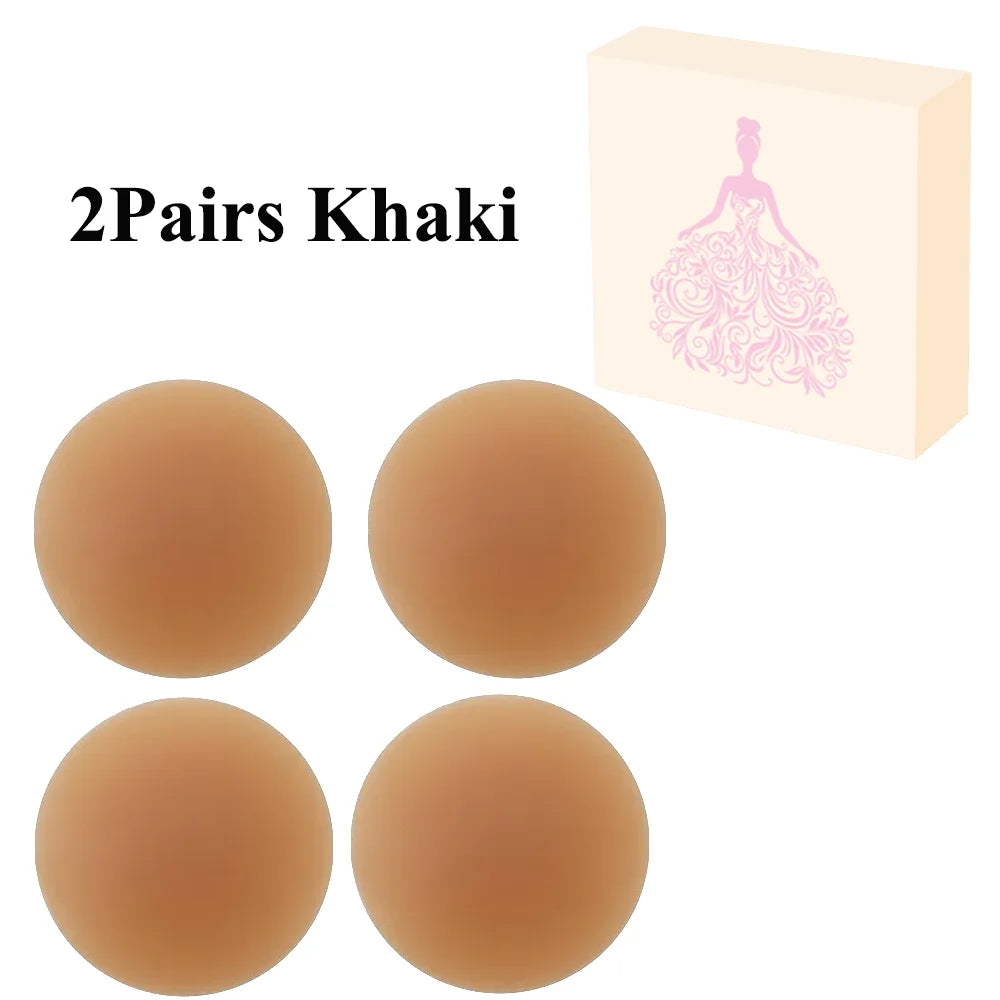 2 Pairs Ultra-Thin Silicone Nipple Covers – Reusable Adhesive Breast Pasties, Invisible Boob Protection Stickers