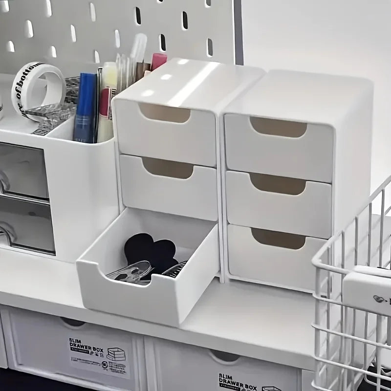 3-Tier Desk Organizer with Drawers – Portable Storage Box for Office Supplies, Jewelry & Cosmetics with Divider Compartments