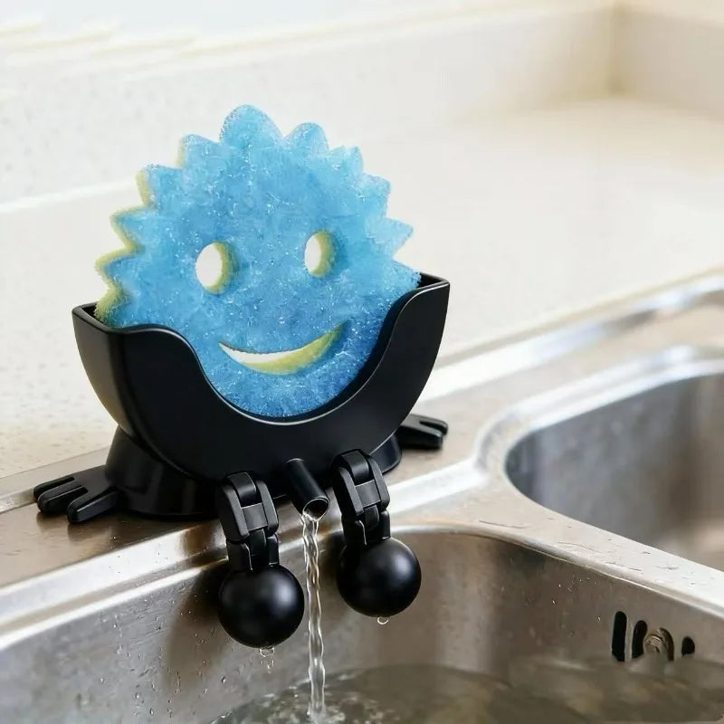 Cute Kitchen Sponge Holder with Drainage Holes & Legs – Fun Sink Edge Dish Sponge Stand for Countertop Organization 🧽✨