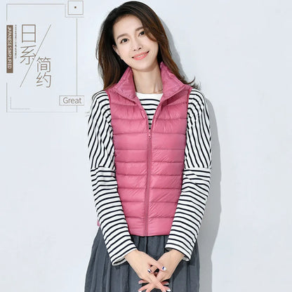 2024 Women's Ultra-Light Down Vest – Slim Sleeveless, Portable & Windproof Lightweight Waistcoat for Girls