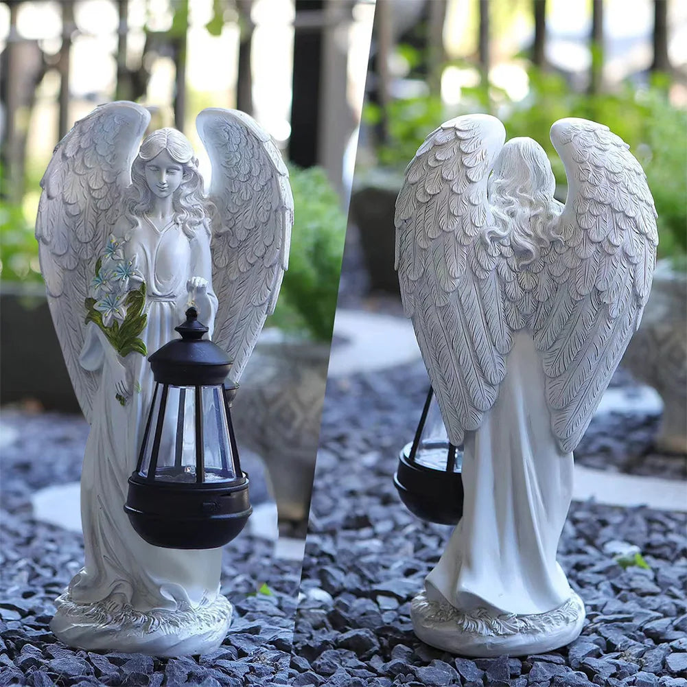 Solar Angel Garden Statue Lamp - Waterproof Fairy Figurine Light for Outdoor Yard, Patio & Lawn Decoration