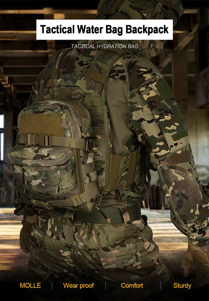 Mini Hydration Tactical Backpack – Outdoor Water Bladder Carrier with Zipper Pouch, 1000D Nylon for Hunting & Sports