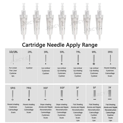 5/10PCS Microblading Bayonet Needles – 1D/1R/3R/5R/5F/Nano Cartridge for PMU Eyebrow, Lip & Eyeliner Tattoo