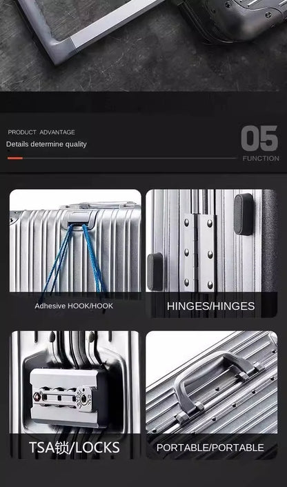 Aluminum Magnesium Alloy Rolling Suitcase – Designer Carry-On & Cabin Luggage, 20/28/30 Inch Trolley Case