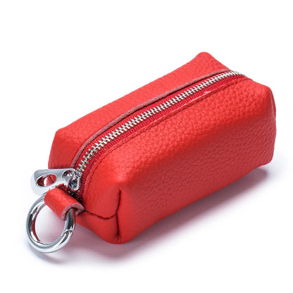 Genuine Leather Key Holder Wallet – Mini Car Key Organizer & Coin Purse with Double Keychains for Men & Women 🔑👜