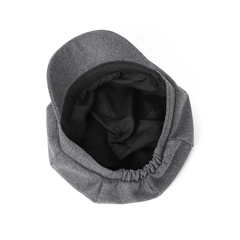 Autumn Winter Wool Newsboy Cap – Solid Octagonal Beret Hat for Women & Men, Casual Painter Style