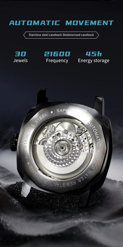SEAKOSS GMT Men’s Diving Automatic Mechanical Watch — 10ATM Waterproof, 1963 Original 2557 Movement, Calendar, Sapphire Crystal