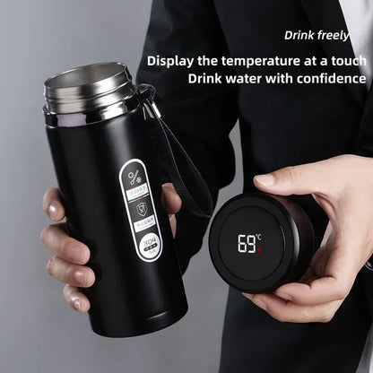 800ml-1L Stainless Steel Thermos Bottle — 304 Vacuum Tea Bottle with LED Temperature Display, Portable Drinking Cup