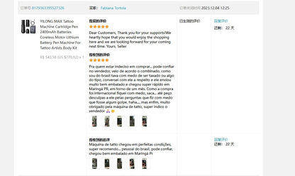 YILONG MAX Tattoo Machine Cartridge Pen – 2400mAh Coreless Motor Lithium Battery Pen Kit for Tattoo Artists