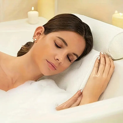 Spa Bathtub Pillow with Anti-Slip Suction Cups – Neck and Back Support for Bathtub and Bathroom Accessory