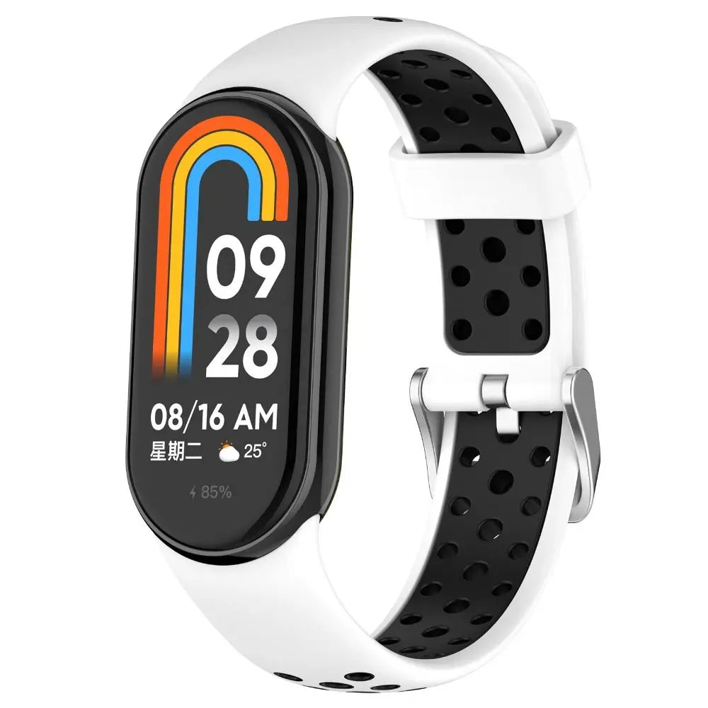 Two-Color Silicone Sport Strap for Xiaomi Mi Band 9 & 8 – Breathable Smartwatch Wristband Accessory