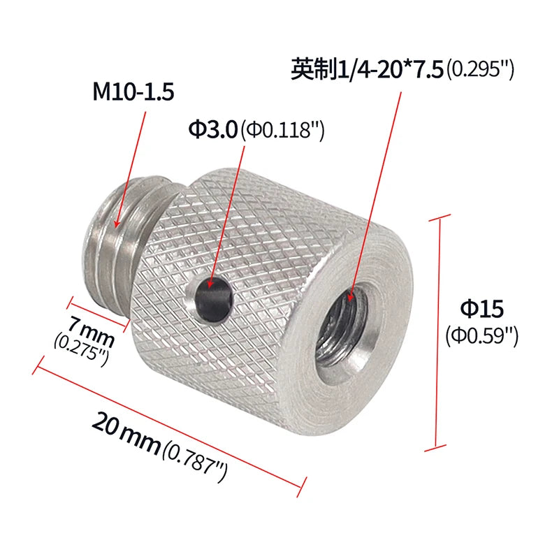 Reinforced Camera Screw Adapter - 1/4 to 3/8 Inch Male Female Thread Converter for Tripod Monopod Ball Head Light Bike Mount