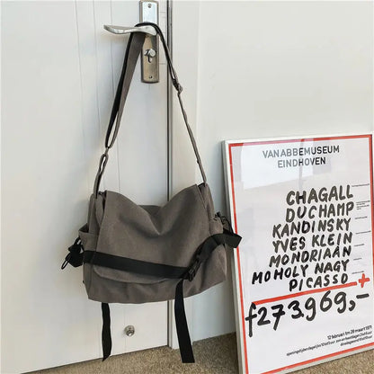 Canvas Messenger Bag – Large Capacity Shoulder Crossbody Handbag for Women, Men & Students, Fashion School & Daily Use