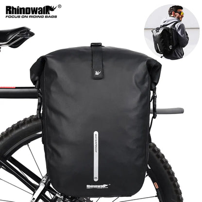 Rhinowalk 20L Bike Pannier Bag — Waterproof Rear Rack Bicycle Shoulder Backpack, Travel & Cycling Accessories