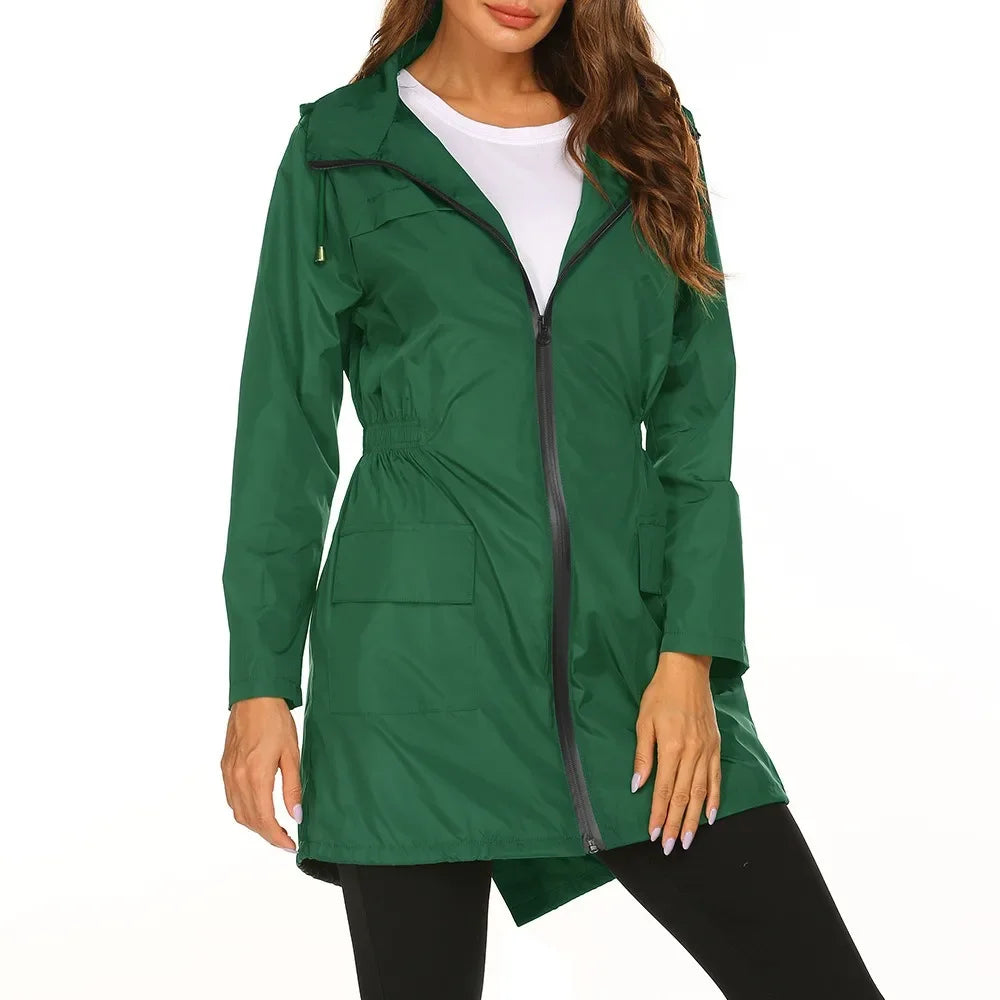 Women’s Lightweight Raincoat - Waterproof Hooded Windbreaker for Hiking & Travel