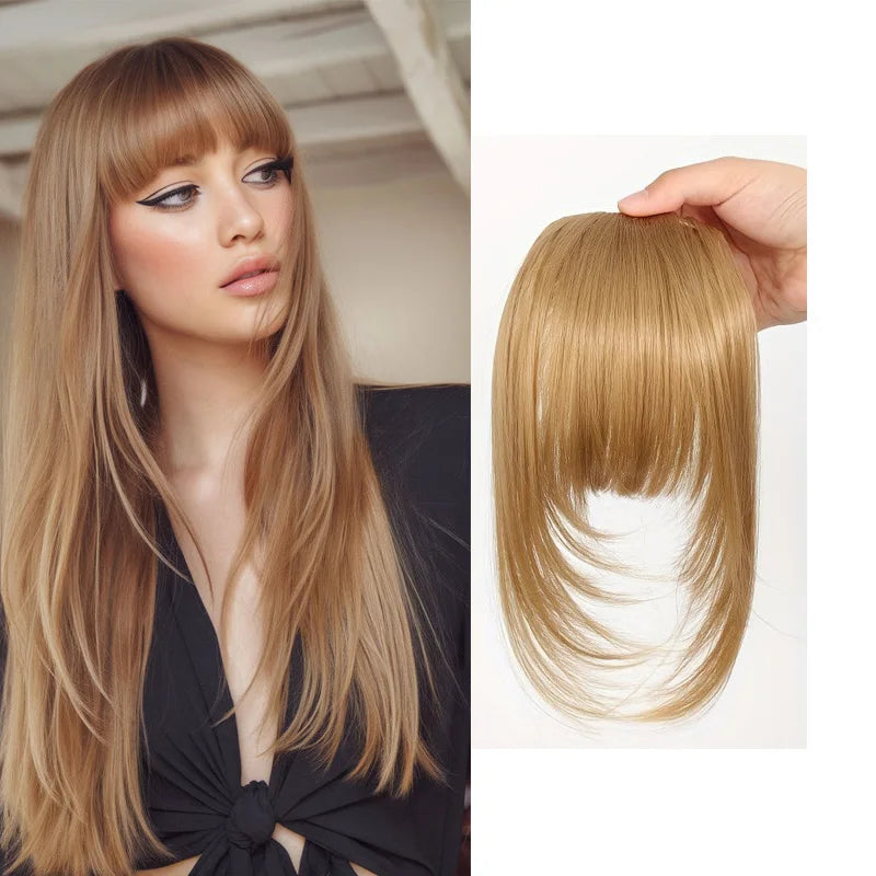 Synthetic Clip-In Bangs - Wispy Side Fringe Hairpiece in Dark Brown for Women