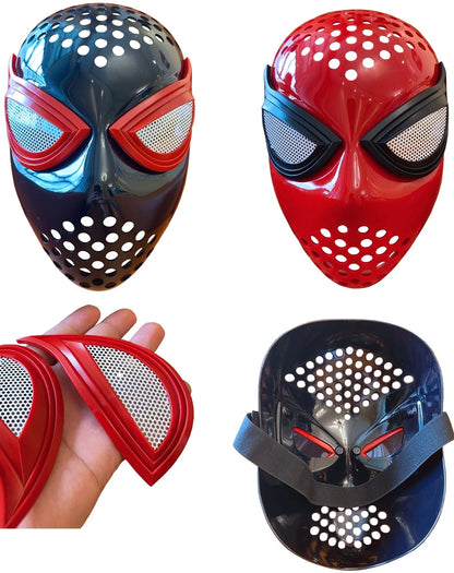 Spider-Man: Far From Home Iron Spider Cosplay Mask — Red & Black Faceshell Helmet with Elastic Straps, Costume Accessory