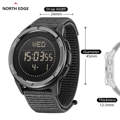 NORTH EDGE ALPS Men’s Digital Carbon Fiber Sports Watch – Shock-Resistant Military Style, Super Light, 50M Waterproof with Compass