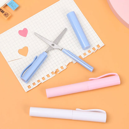 Portable Pen-Shape Folding Scissors – Creative Safe DIY Paper Cutting Tool for School, Office & Craft Use