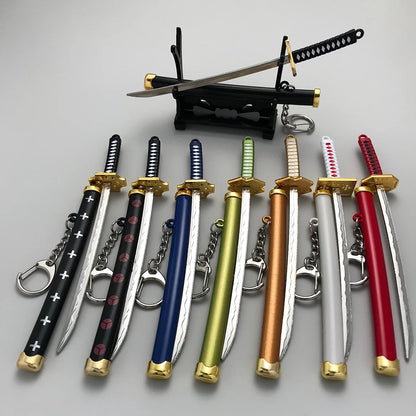 8 Styles Roronoa Zoro Samurai Sword Keychain – Katana Scabbard Keyring for Men & Women, Cosplay Toy Jewelry Gift