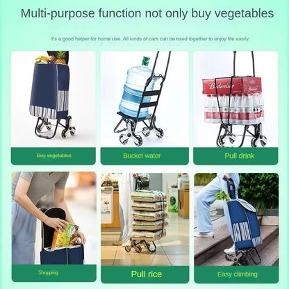 Foldable Outdoor Shopping Cart - Waterproof Large Capacity Utility Cart with Stair-Climbing Wheels