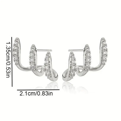 Elegant Rhinestone Three-Claw Earrings for Women – Cute Luxury Party Jewelry Gift