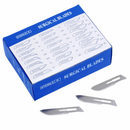 100pcs Sterilized Dental Surgical Blades — Carbon Steel Scalpel Knife Handles for Beauty, DIY, & Mobile Phone Repair Disposable Tools