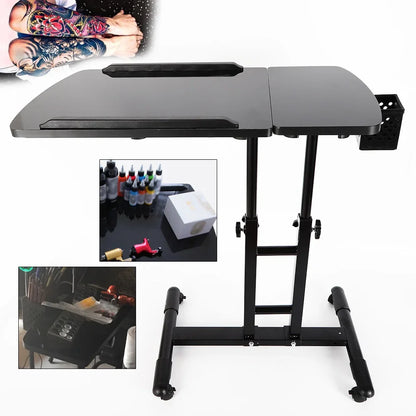 Portable Tattoo Workstation — Adjustable Dual Surface Table with Impact-Resistant Board