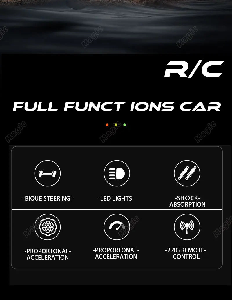 DK087 1:16 2WD Brushless High-Speed RC Drift Car – Off-Road Remote Control Truck with LED Lights, 20KM/H Racing Toy Model